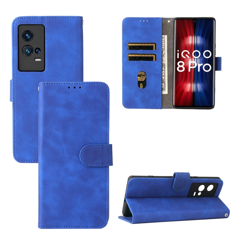 For vivo iQOO 8 Pro Solid Color Skin Feel Magnetic Buckle Horizontal Flip PU Leather Case with Holder & Card Slots & Wallet