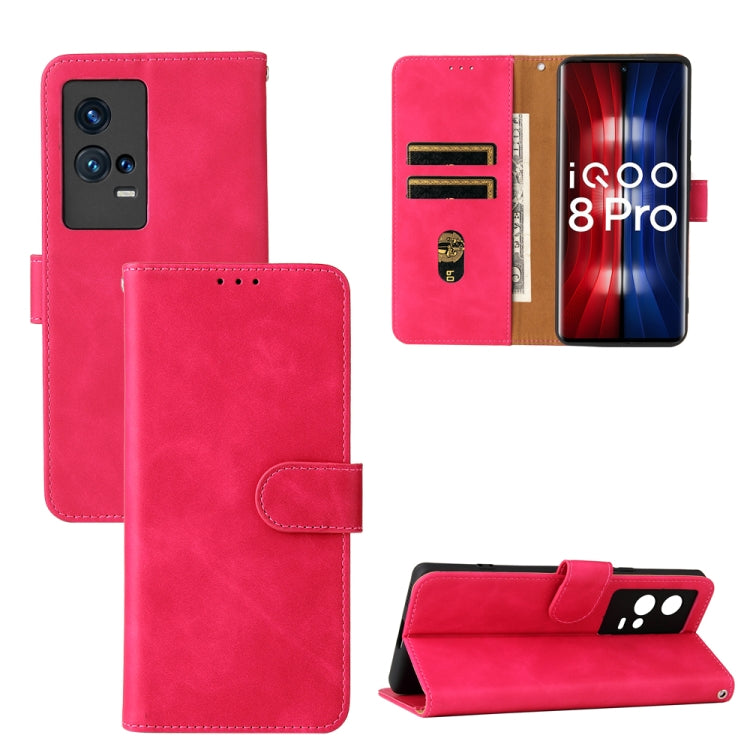 For vivo iQOO 8 Pro Solid Color Skin Feel Magnetic Buckle Horizontal Flip PU Leather Case with Holder & Card Slots & Wallet