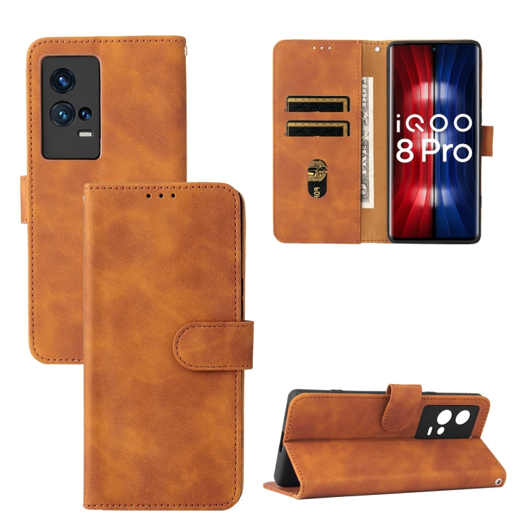 For vivo iQOO 8 Pro Solid Color Skin Feel Magnetic Buckle Horizontal Flip PU Leather Case with Holder & Card Slots & Wallet