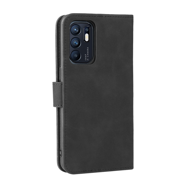 For OPPO Reno6 4G Solid Color Skin Feel Magnetic Buckle Horizontal Flip PU Leather Case with Holder & Card Slots & Wallet