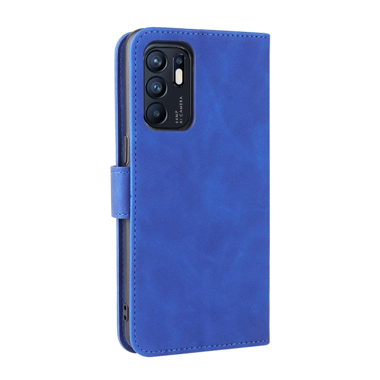 For OPPO Reno6 4G Solid Color Skin Feel Magnetic Buckle Horizontal Flip PU Leather Case with Holder & Card Slots & Wallet