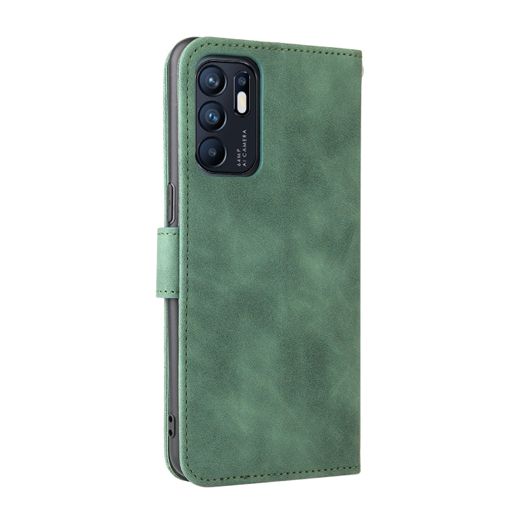For OPPO Reno6 4G Solid Color Skin Feel Magnetic Buckle Horizontal Flip PU Leather Case with Holder & Card Slots & Wallet
