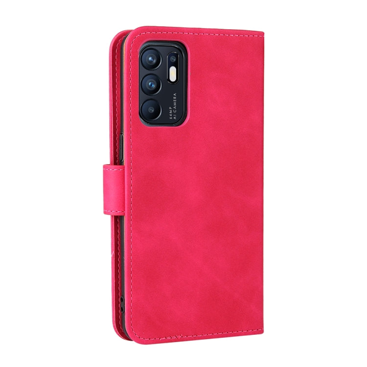 For OPPO Reno6 4G Solid Color Skin Feel Magnetic Buckle Horizontal Flip PU Leather Case with Holder & Card Slots & Wallet