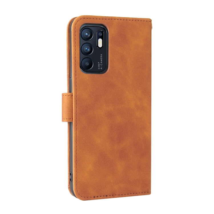 For OPPO Reno6 4G Solid Color Skin Feel Magnetic Buckle Horizontal Flip PU Leather Case with Holder & Card Slots & Wallet