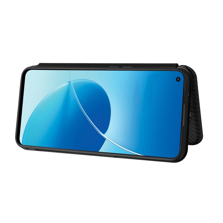 For OPPO Reno6 4G Carbon Fiber Texture Horizontal Flip TPU + PC + PU Leather Case with Card Slot