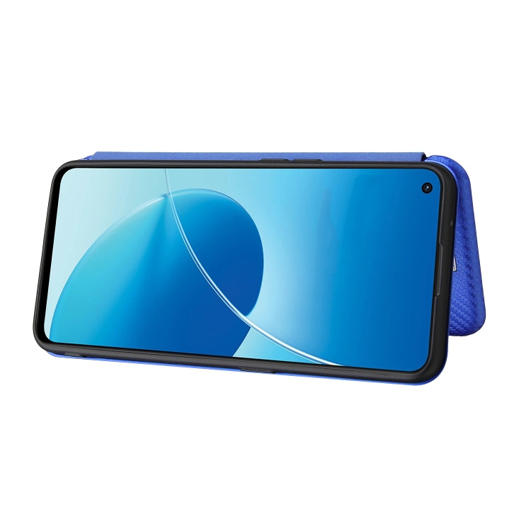 For OPPO Reno6 4G Carbon Fiber Texture Horizontal Flip TPU + PC + PU Leather Case with Card Slot