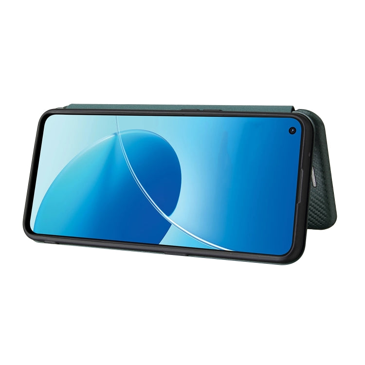 For OPPO Reno6 4G Carbon Fiber Texture Horizontal Flip TPU + PC + PU Leather Case with Card Slot