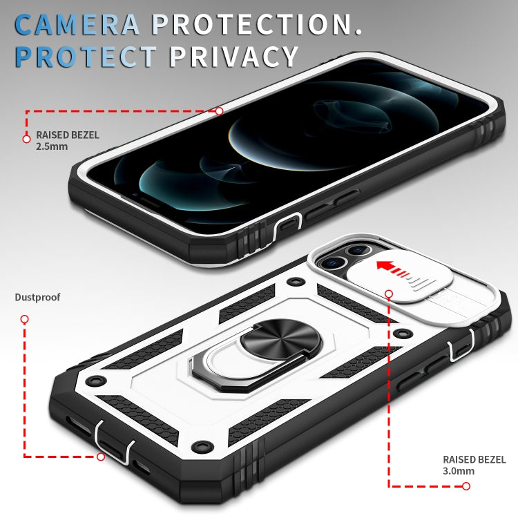 For iPhone 12 / 12 Pro Sliding Camera Cover Design TPU + PC Protective Case with 360 Degree Rotating Holder & Card Slot