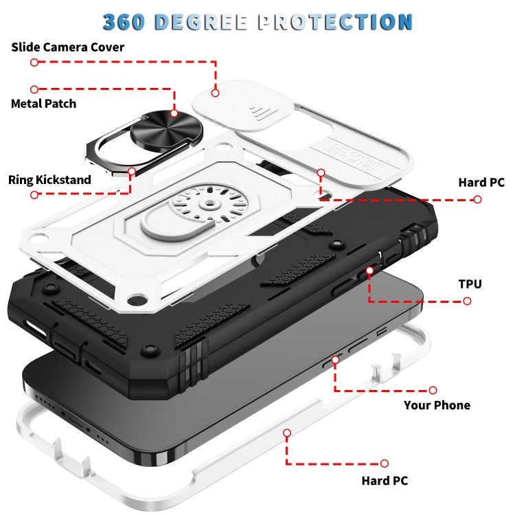 For iPhone 12 / 12 Pro Sliding Camera Cover Design TPU + PC Protective Case with 360 Degree Rotating Holder & Card Slot