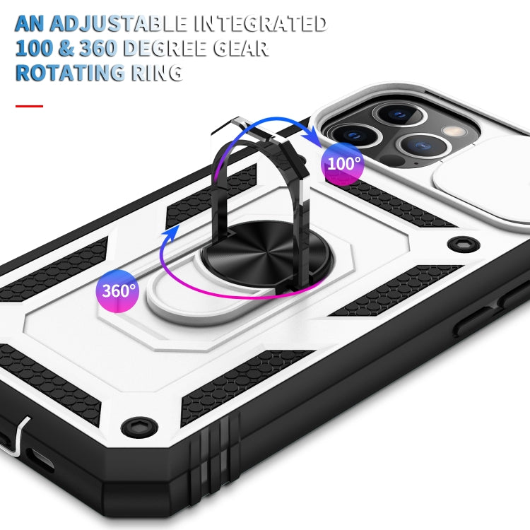 For iPhone 12 / 12 Pro Sliding Camera Cover Design TPU + PC Protective Case with 360 Degree Rotating Holder & Card Slot