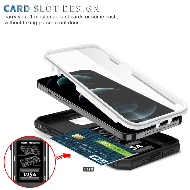 For iPhone 12 / 12 Pro Sliding Camera Cover Design TPU + PC Protective Case with 360 Degree Rotating Holder & Card Slot