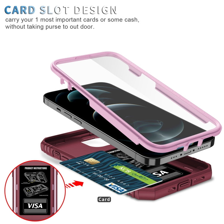 For iPhone 12 / 12 Pro Sliding Camera Cover Design TPU + PC Protective Case with 360 Degree Rotating Holder & Card Slot