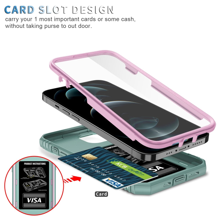 For iPhone 12 / 12 Pro Sliding Camera Cover Design TPU + PC Protective Case with 360 Degree Rotating Holder & Card Slot