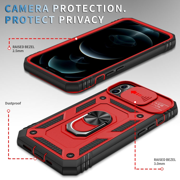 For iPhone 12 / 12 Pro Sliding Camera Cover Design TPU + PC Protective Case with 360 Degree Rotating Holder & Card Slot