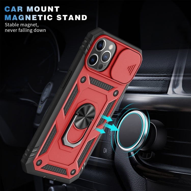 For iPhone 12 / 12 Pro Sliding Camera Cover Design TPU + PC Protective Case with 360 Degree Rotating Holder & Card Slot