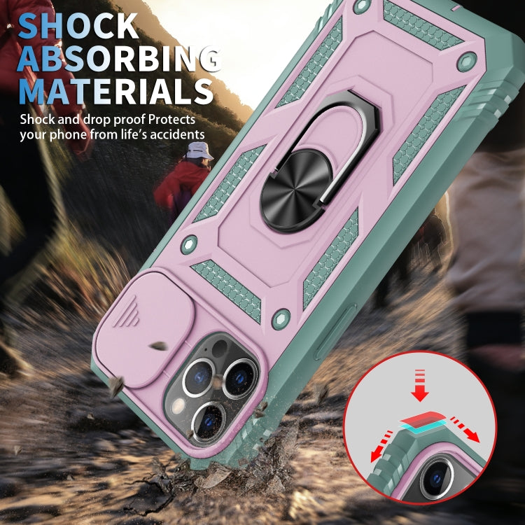 For iPhone 12 / 12 Pro Sliding Camera Cover Design TPU + PC Protective Case with 360 Degree Rotating Holder & Card Slot