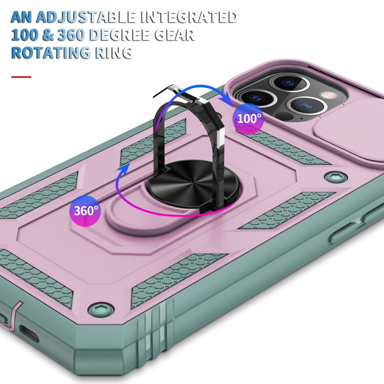 For iPhone 12 / 12 Pro Sliding Camera Cover Design TPU + PC Protective Case with 360 Degree Rotating Holder & Card Slot
