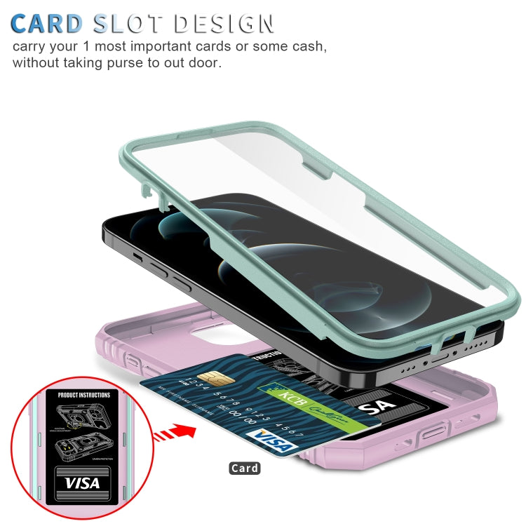 For iPhone 12 / 12 Pro Sliding Camera Cover Design TPU + PC Protective Case with 360 Degree Rotating Holder & Card Slot