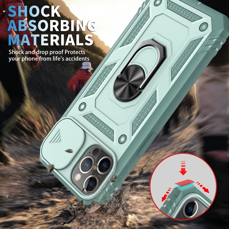 For iPhone 12 / 12 Pro Sliding Camera Cover Design TPU + PC Protective Case with 360 Degree Rotating Holder & Card Slot