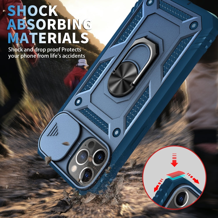 For iPhone 12 / 12 Pro Sliding Camera Cover Design TPU + PC Protective Case with 360 Degree Rotating Holder & Card Slot