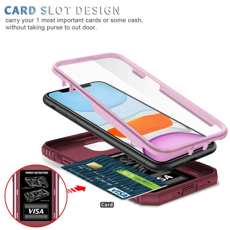 For iPhone 11 Sliding Camera Cover Design TPU + PC Protective Case with 360 Degree Rotating Holder & Card Slot