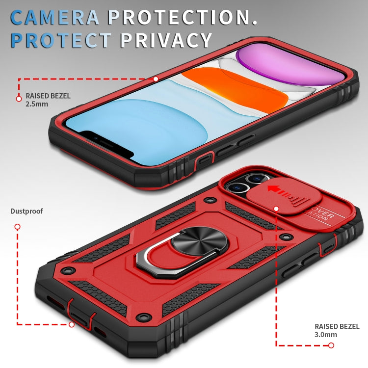 For iPhone 11 Sliding Camera Cover Design TPU + PC Protective Case with 360 Degree Rotating Holder & Card Slot