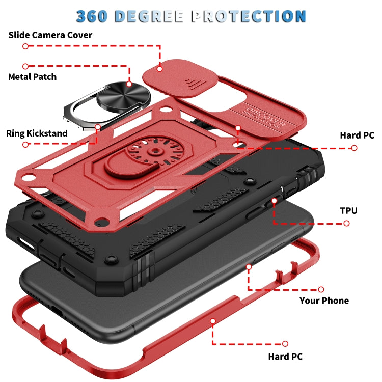 For iPhone 11 Sliding Camera Cover Design TPU + PC Protective Case with 360 Degree Rotating Holder & Card Slot