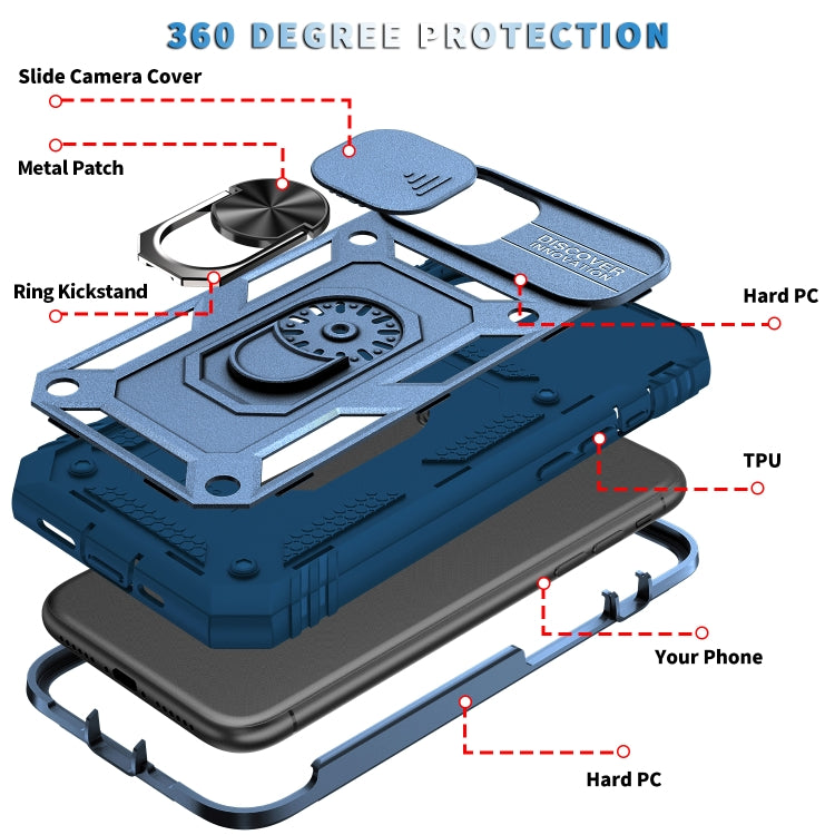 For iPhone 11 Sliding Camera Cover Design TPU + PC Protective Case with 360 Degree Rotating Holder & Card Slot