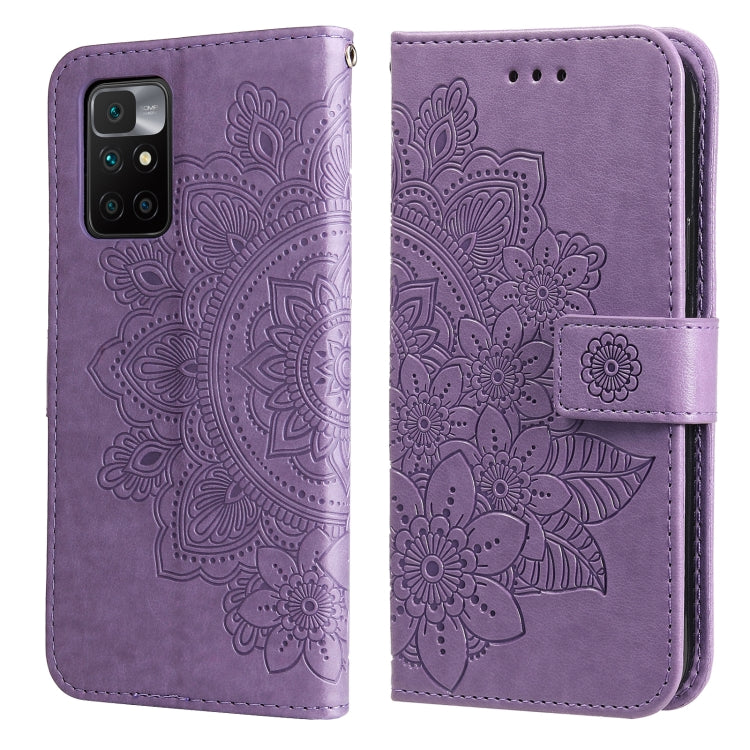 For Xiaomi Redmi 10 7-petal Flowers Embossing Pattern Horizontal Flip PU Leather Case with Holder & Card Slots & Wallet & Photo Frame