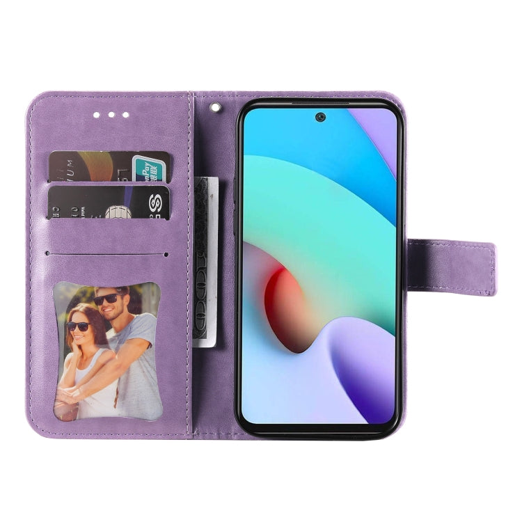 For Xiaomi Redmi 10 7-petal Flowers Embossing Pattern Horizontal Flip PU Leather Case with Holder & Card Slots & Wallet & Photo Frame