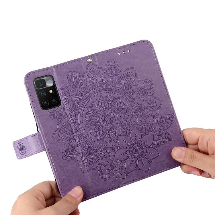 For Xiaomi Redmi 10 7-petal Flowers Embossing Pattern Horizontal Flip PU Leather Case with Holder & Card Slots & Wallet & Photo Frame