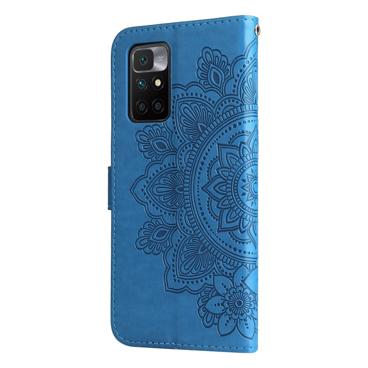 For Xiaomi Redmi 10 7-petal Flowers Embossing Pattern Horizontal Flip PU Leather Case with Holder & Card Slots & Wallet & Photo Frame