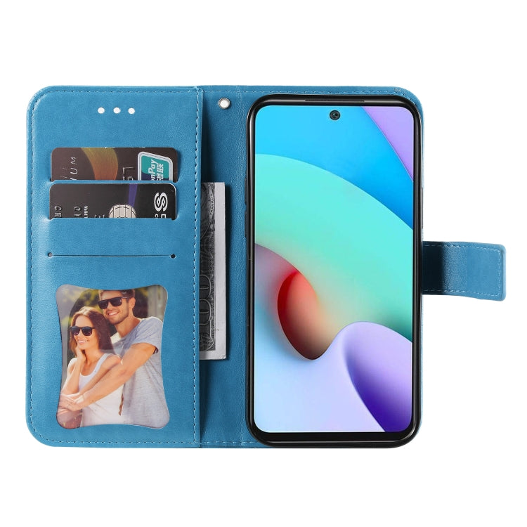 For Xiaomi Redmi 10 7-petal Flowers Embossing Pattern Horizontal Flip PU Leather Case with Holder & Card Slots & Wallet & Photo Frame