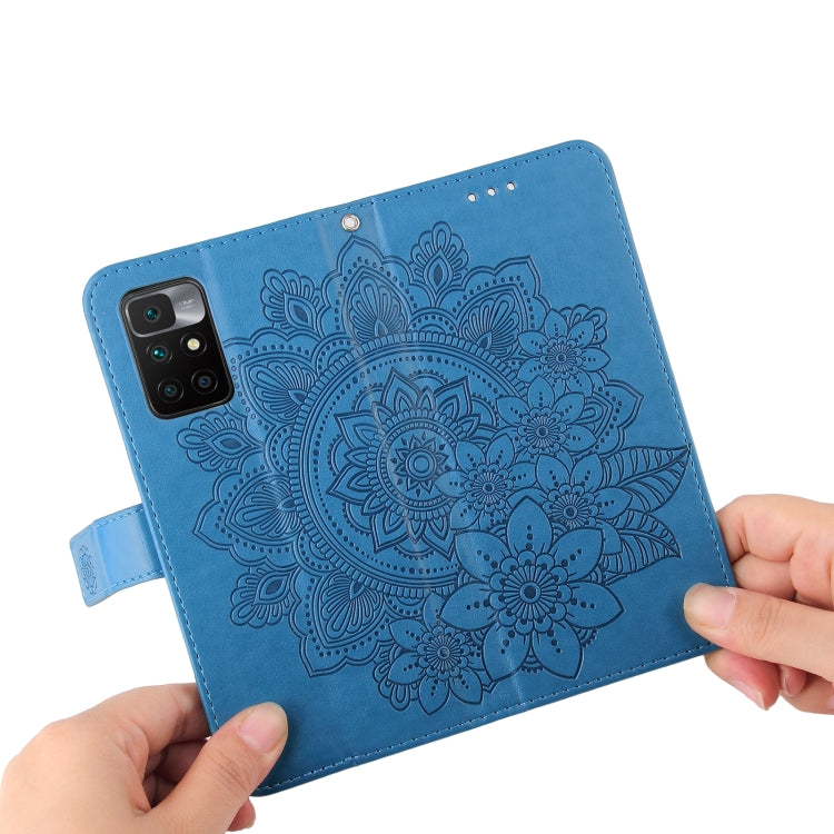 For Xiaomi Redmi 10 7-petal Flowers Embossing Pattern Horizontal Flip PU Leather Case with Holder & Card Slots & Wallet & Photo Frame