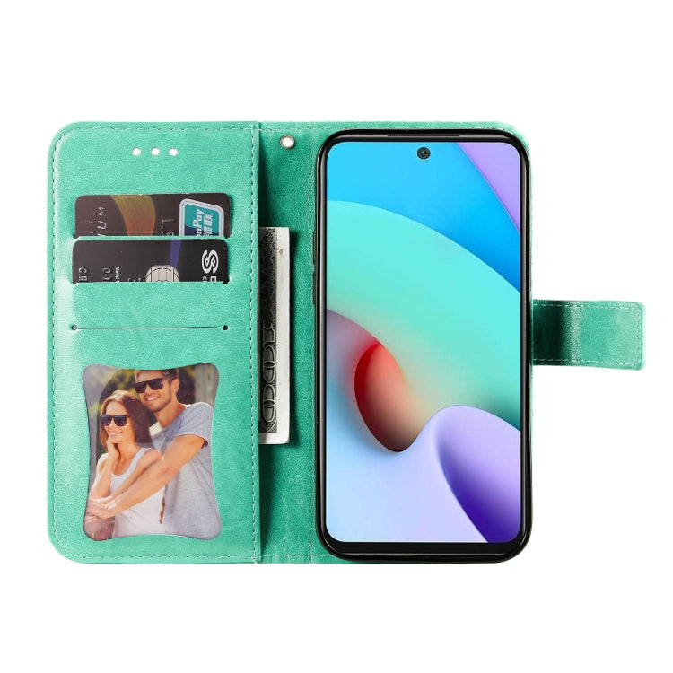 For Xiaomi Redmi 10 7-petal Flowers Embossing Pattern Horizontal Flip PU Leather Case with Holder & Card Slots & Wallet & Photo Frame