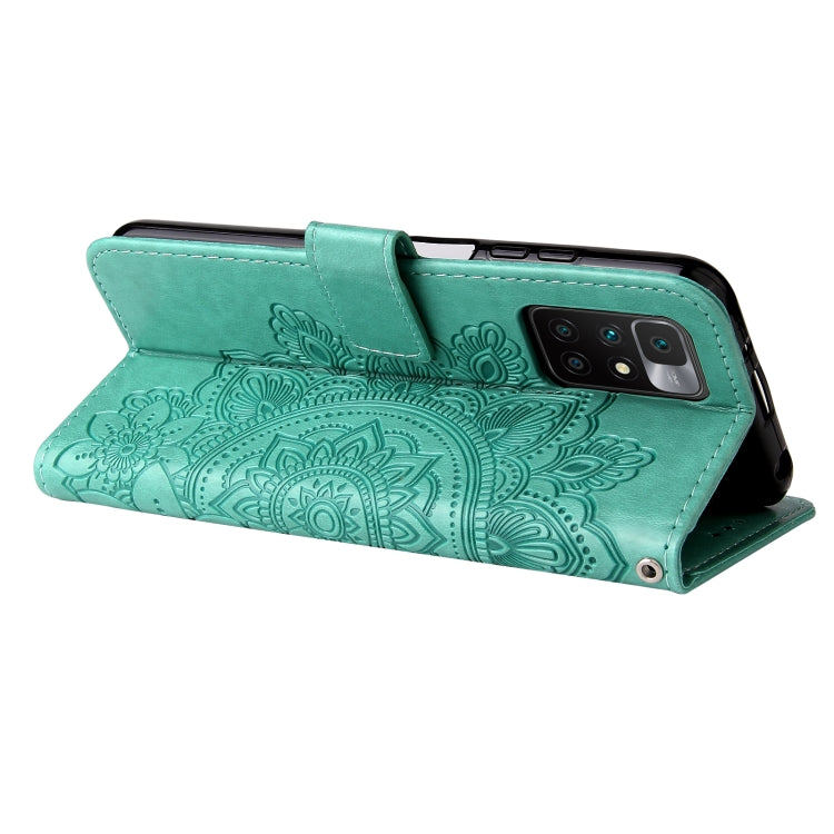 For Xiaomi Redmi 10 7-petal Flowers Embossing Pattern Horizontal Flip PU Leather Case with Holder & Card Slots & Wallet & Photo Frame