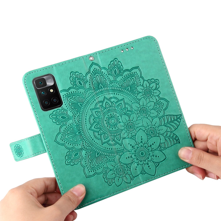For Xiaomi Redmi 10 7-petal Flowers Embossing Pattern Horizontal Flip PU Leather Case with Holder & Card Slots & Wallet & Photo Frame