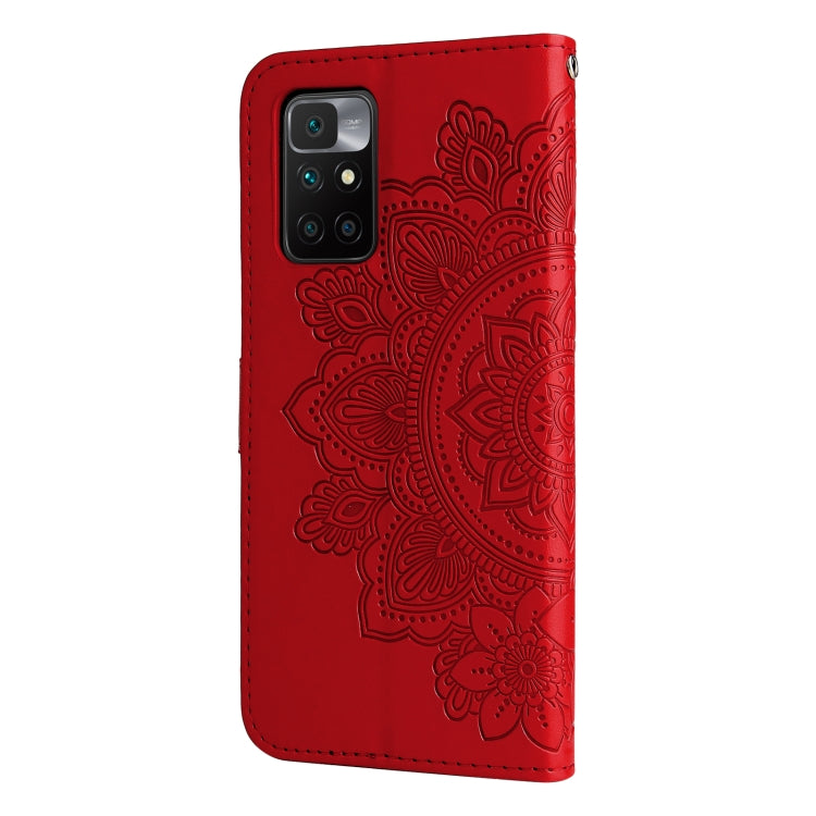 For Xiaomi Redmi 10 7-petal Flowers Embossing Pattern Horizontal Flip PU Leather Case with Holder & Card Slots & Wallet & Photo Frame