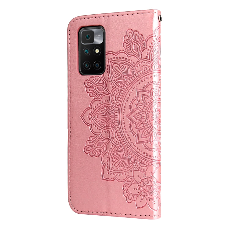 For Xiaomi Redmi 10 7-petal Flowers Embossing Pattern Horizontal Flip PU Leather Case with Holder & Card Slots & Wallet & Photo Frame