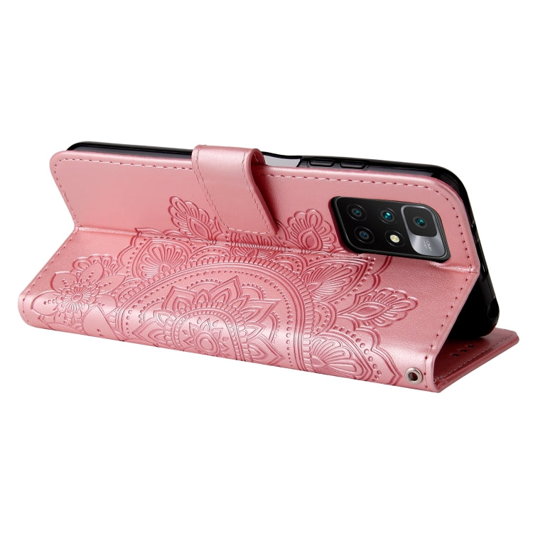 For Xiaomi Redmi 10 7-petal Flowers Embossing Pattern Horizontal Flip PU Leather Case with Holder & Card Slots & Wallet & Photo Frame