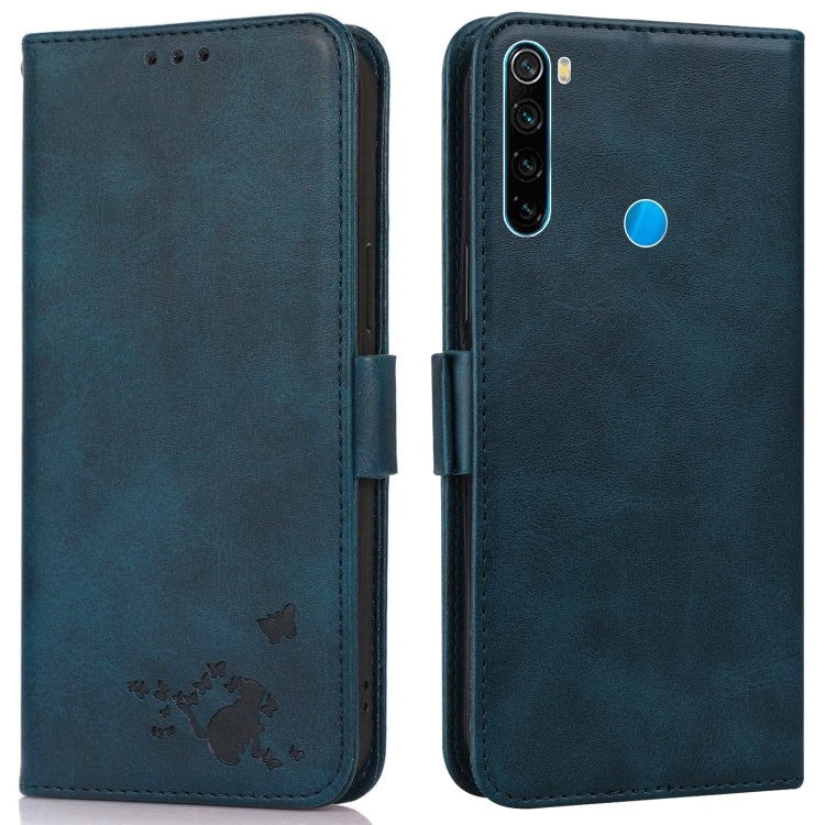 For Xiaomi Redmi Note 8 2021 Embossed Cat Butterflies Pattern Horizontal Flip Leather Case with Card Slot & Holder & Wallet