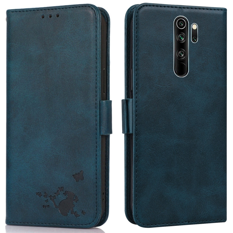 For Xiaomi Redmi Note 8 Pro Embossed Cat Butterflies Pattern Horizontal Flip Leather Case with Card Slot & Holder & Wallet