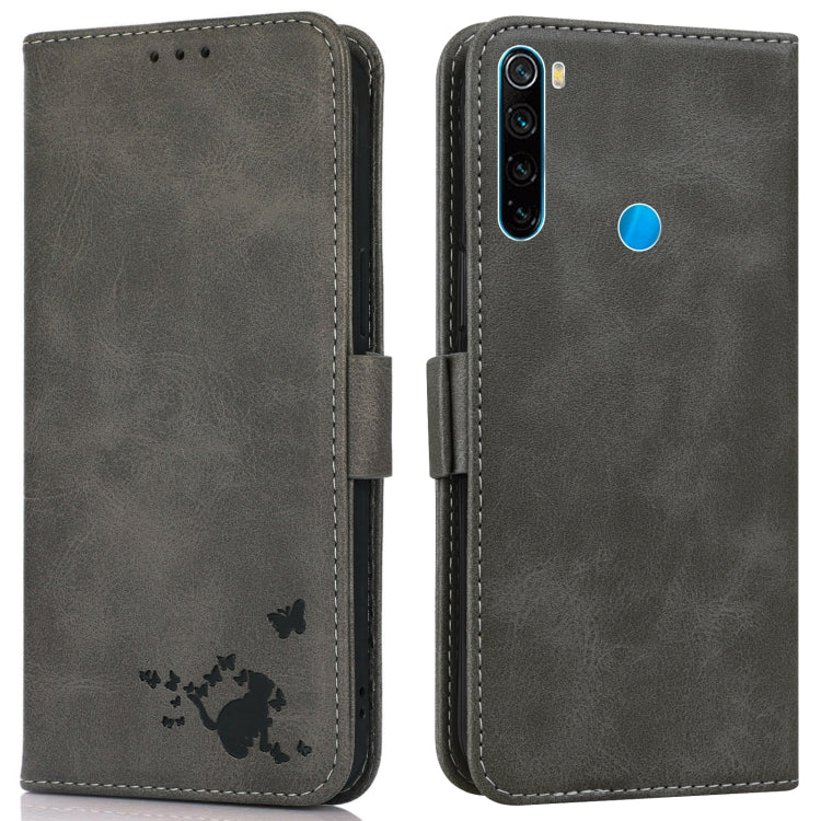 For Xiaomi Redmi Note 8T Embossed Cat Butterflies Pattern Horizontal Flip Leather Case with Card Slot & Holder & Wallet