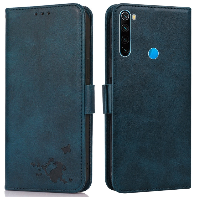 For Xiaomi Redmi Note 8T Embossed Cat Butterflies Pattern Horizontal Flip Leather Case with Card Slot & Holder & Wallet