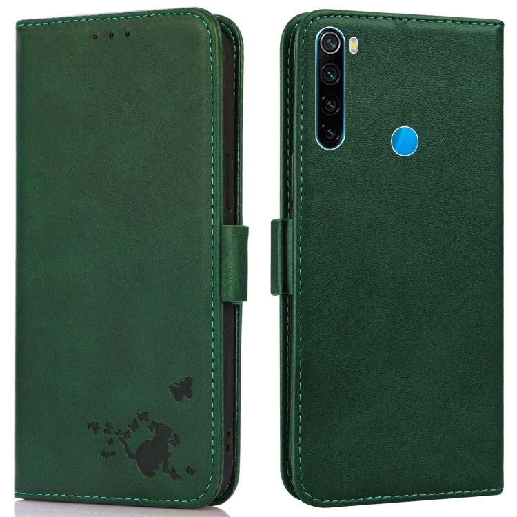 For Xiaomi Redmi Note 8T Embossed Cat Butterflies Pattern Horizontal Flip Leather Case with Card Slot & Holder & Wallet