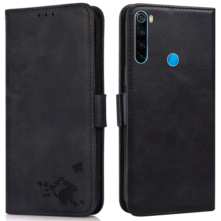 For Xiaomi Redmi Note 8T Embossed Cat Butterflies Pattern Horizontal Flip Leather Case with Card Slot & Holder & Wallet