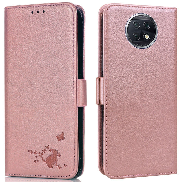 For Xiaomi Redmi Note 9 5G / Note 9T Embossed Cat Butterflies Pattern Horizontal Flip Leather Case with Card Slot & Holder & Wallet