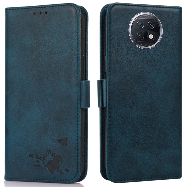 For Xiaomi Redmi Note 9 5G / Note 9T Embossed Cat Butterflies Pattern Horizontal Flip Leather Case with Card Slot & Holder & Wallet