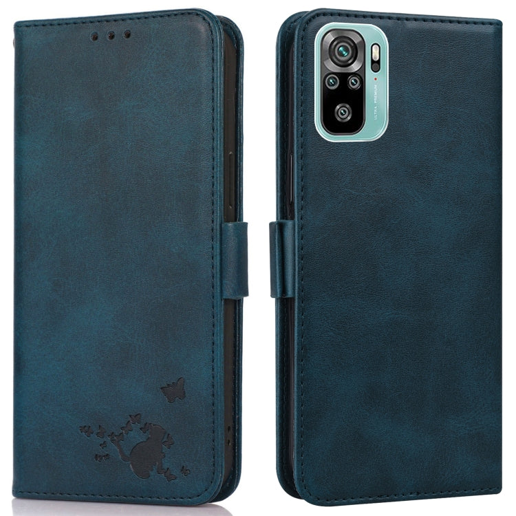 For Xiaomi Redmi Note 10 4G / 10s Embossed Cat Butterflies Pattern Horizontal Flip Leather Case with Card Slot & Holder & Wallet