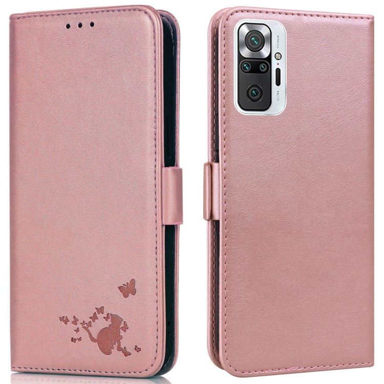 For Xiaomi Redmi Note 10 Pro Max Embossed Cat Butterflies Pattern Horizontal Flip Leather Case with Card Slot & Holder & Wallet